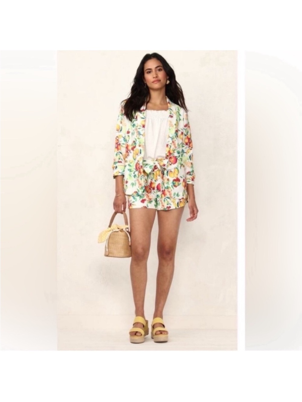 LC Lauren Conrad High Waisted Fruit Print Shorts with Matching Jacket